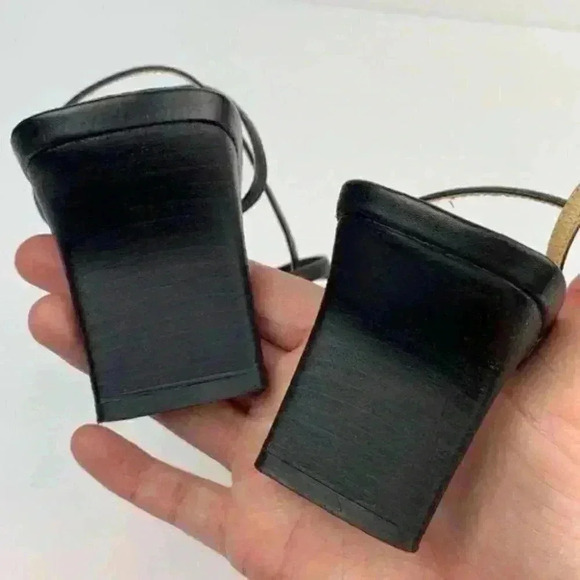 black Italian leather heels size 37 strappy party - Picture 7 of 8